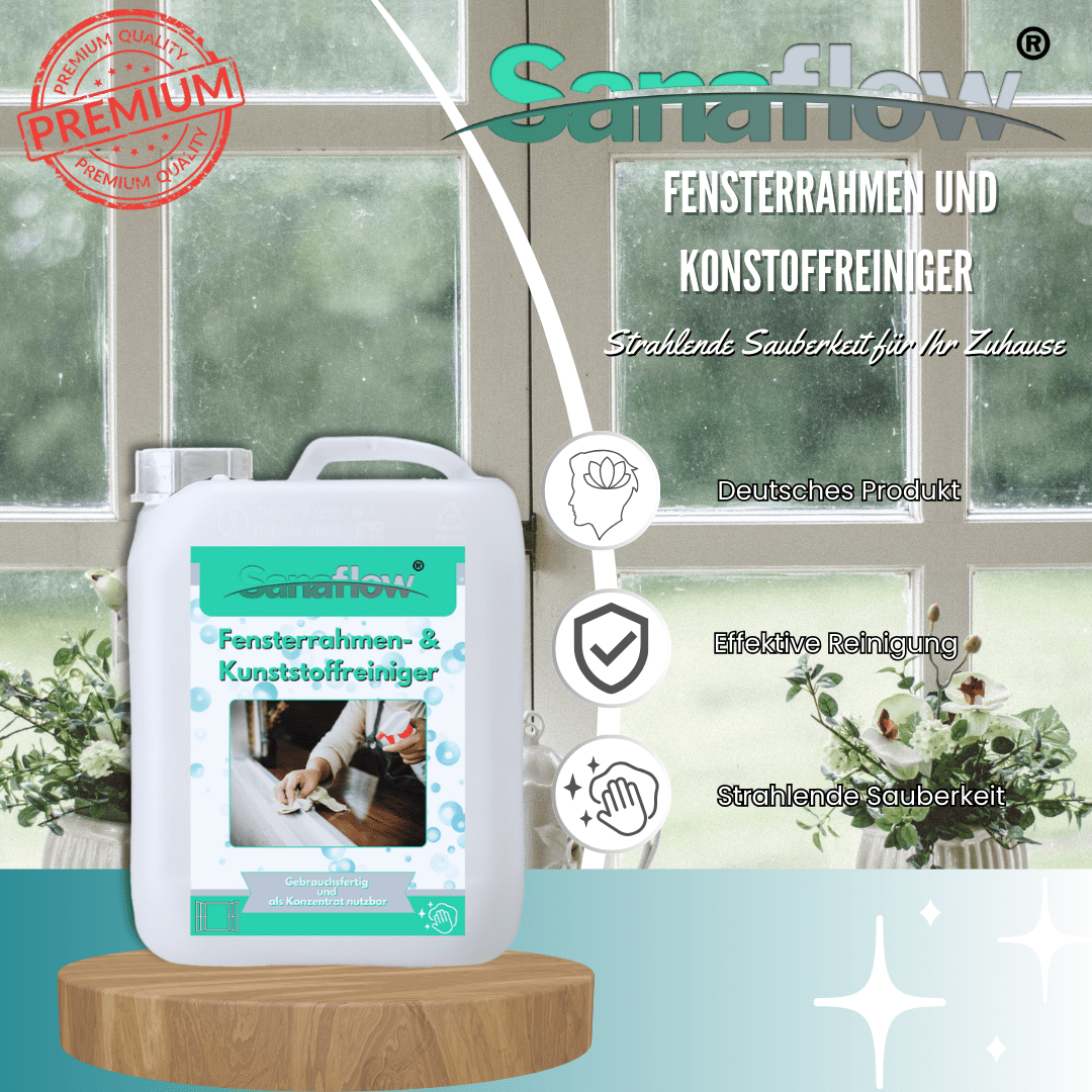 Spezialreiniger für Fensterrahmen aus Kunststoff und Aluminium – Langanhaltender Schutz & einfache Anwendung - Sanaflow - Fensterrahmen Reiniger