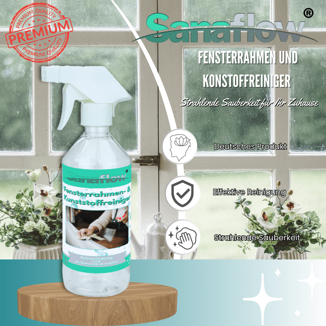 Spezialreiniger für Fensterrahmen aus Kunststoff und Aluminium – Langanhaltender Schutz & einfache Anwendung - Sanaflow - Fensterrahmen Reiniger