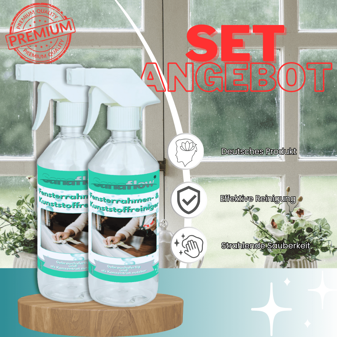 Spezialreiniger für Fensterrahmen aus Kunststoff und Aluminium – Langanhaltender Schutz & einfache Anwendung - Sanaflow - Fensterrahmen Reiniger