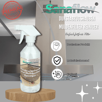 Abzugshauben, Muldenlüfter & Kochfeldlüfter Entfetter für alle Typen und Filter – für hygienische Sauberkeit und frische Luft - Sanaflow - Muldenlüfter Reiniger
