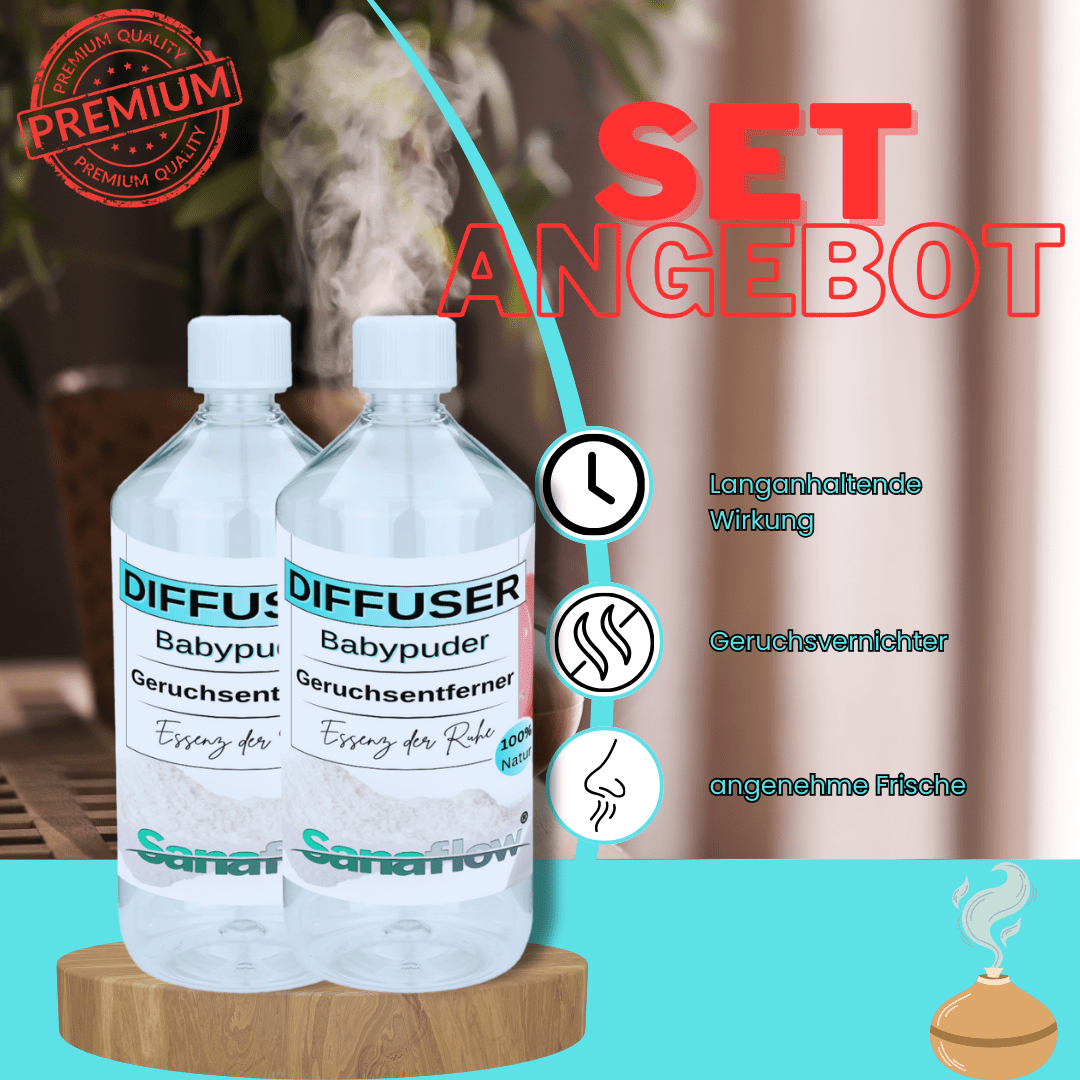 Babypuder Sanaflow Raumduft Diffuser – Langanhaltender, natürlicher Duft - Sanaflow - Geruchsentferner