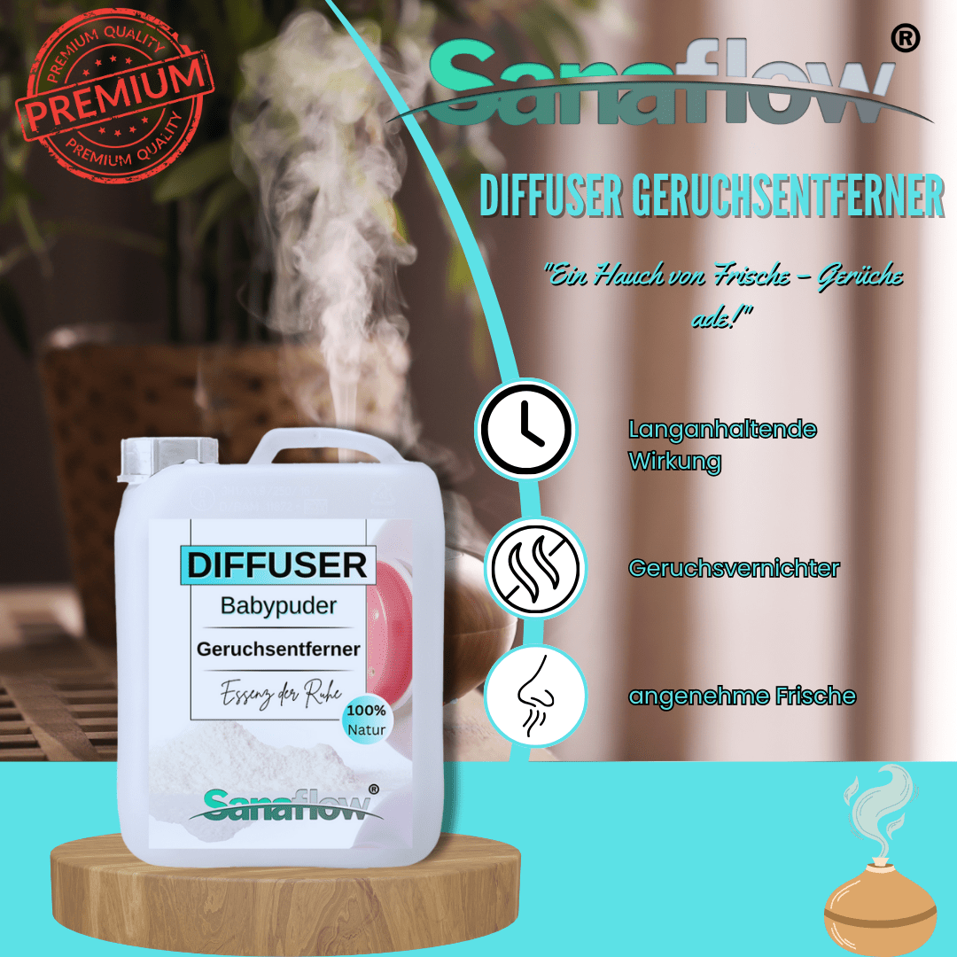 Babypuder Sanaflow Raumduft Diffuser – Langanhaltender, natürlicher Duft - Sanaflow - Geruchsentferner