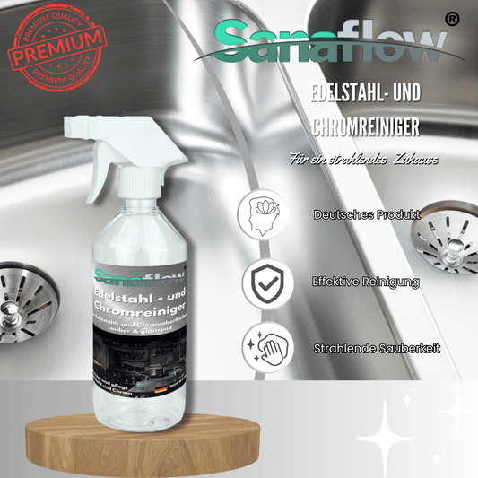 Chrom Reiniger für Bad & Küche – Sanaflow für streifenfreien Glanz auf Armaturen, Duschen & mehr - Sanaflow - Chrom und Edelstahlreiniger