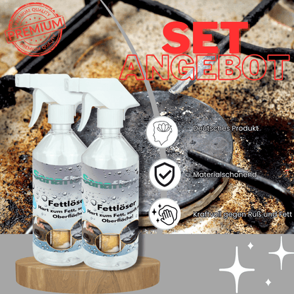 Fettlöser Spray für Küche, Backofen, Grill – Entfernt Fett, Öl, Eingebranntes & Verkrustungen - Sanaflow - Fettentferner