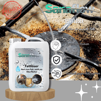 Fettlöser Spray für Küche, Backofen, Grill – Entfernt Fett, Öl, Eingebranntes & Verkrustungen - Sanaflow - Fettentferner