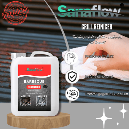 Grillreiniger für Edelstahl & Gusseisen – Entfernt Fett, Eingebranntes, Ruß – Für saubere Grillroste - Sanaflow - Grillreiniger