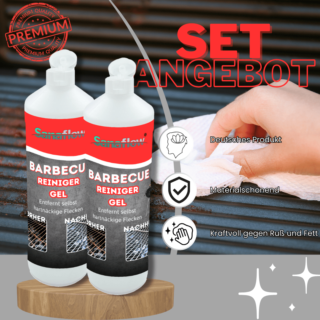 Grillreiniger Gel für Edelstahl & Gusseisen – Entfernt Fett, Eingebranntes, Ruß – Für saubere Grillroste - Sanaflow - Grillreiniger Gel