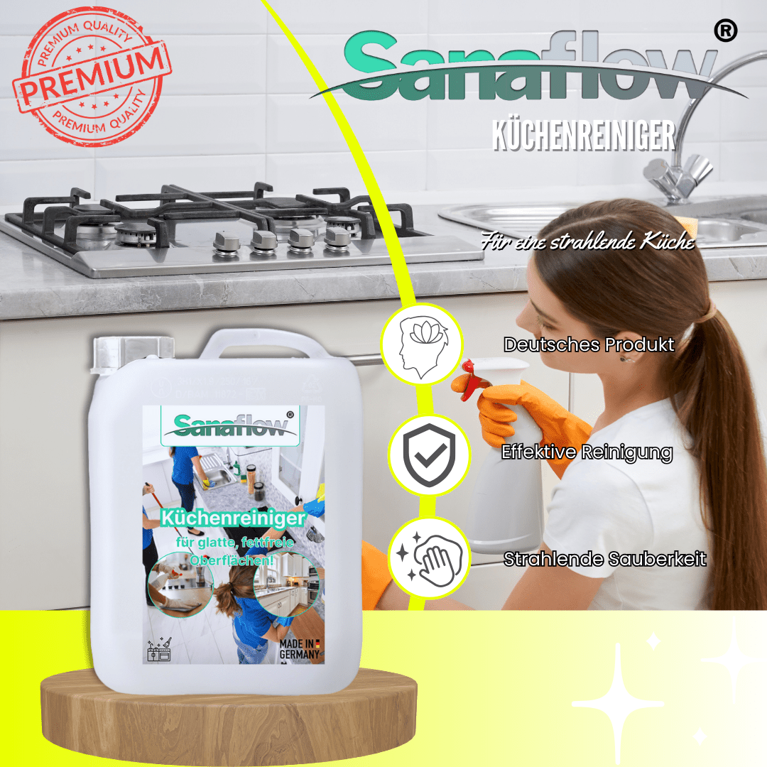 Küchen Allzweckreiniger Konzentrat – Ergiebig & effektiv gegen Fett, Schmutz & Essensreste - Sanaflow - Küchenreiniger
