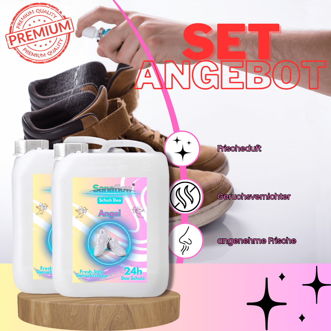 Schuh Deo Angel – Geruchsstopp, Geruchsentferner & Schuhspray gegen Schweißgeruch, langanhaltende Frische - Sanaflow - Geruchsentferner