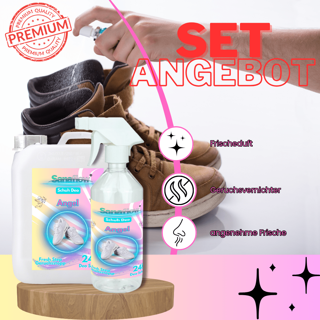 Schuh Deo Angel – Geruchsstopp, Geruchsentferner & Schuhspray gegen Schweißgeruch, langanhaltende Frische - Sanaflow - Geruchsentferner