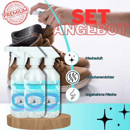 Schuh Deo Babypuder – Geruchsstopp, Geruchsentferner & Schuhspray gegen Schweißgeruch, langanhaltende Frische - Sanaflow - Geruchsentferner