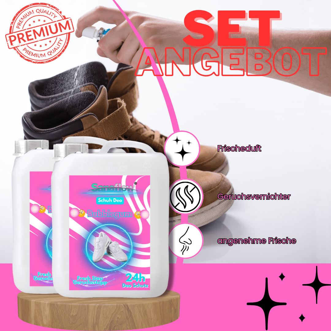 Schuh Deo Bubble Gum – Geruchsstopp, Geruchsentferner & Schuhspray gegen Schweißgeruch, langanhaltende Frische - Sanaflow - Geruchsentferner