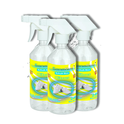 Schuh Deo Citrus – Geruchsstopp, Geruchsentferner & Schuhspray gegen Schweißgeruch, langanhaltende Frische - Sanaflow - Geruchsentferner