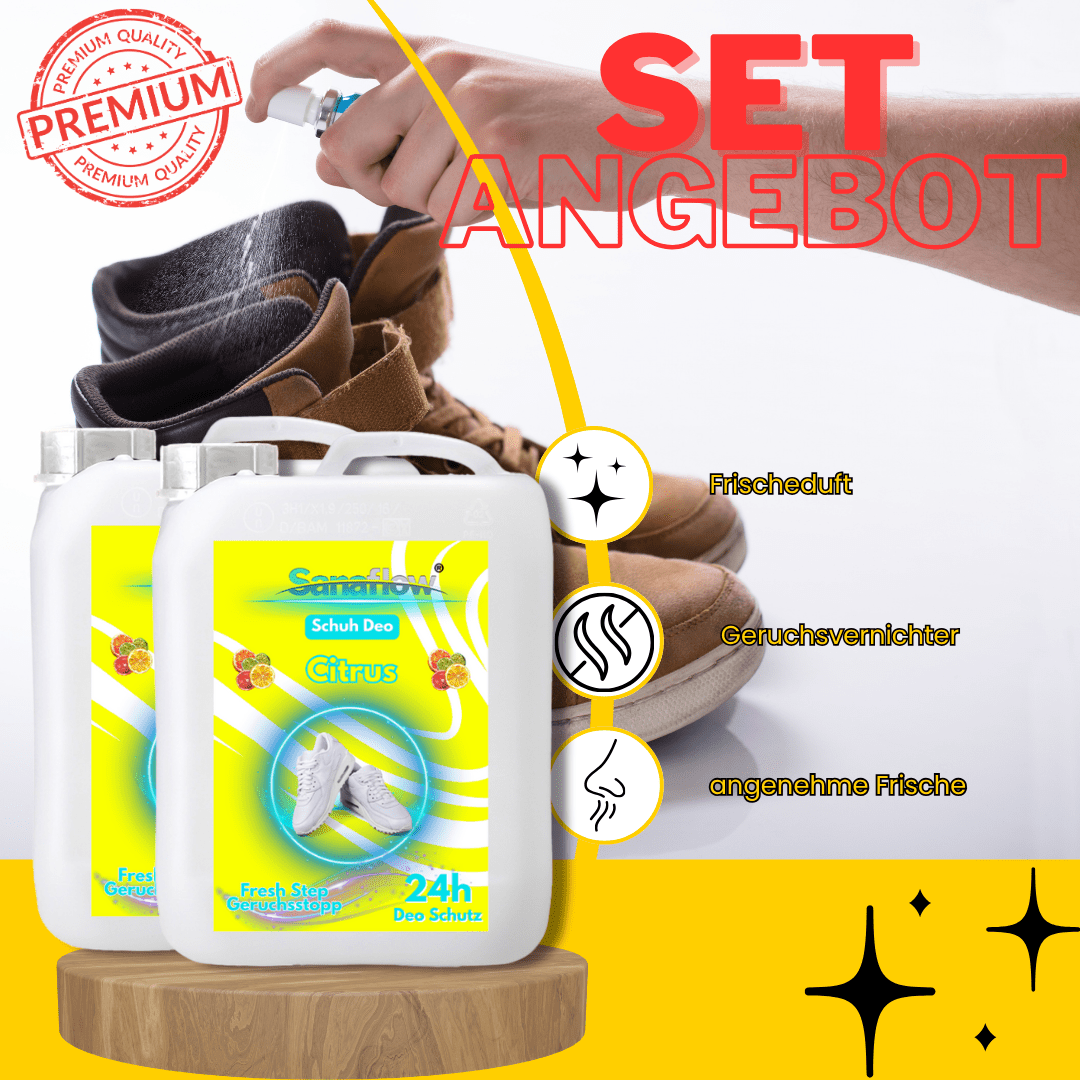Schuh Deo Citrus – Geruchsstopp, Geruchsentferner & Schuhspray gegen Schweißgeruch, langanhaltende Frische - Sanaflow - Geruchsentferner