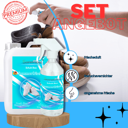 Schuh Deo Sommerfrische – Geruchsstopp, Geruchsentferner & Schuhspray gegen Schweißgeruch, langanhaltende Frische - Sanaflow - Geruchsentferner