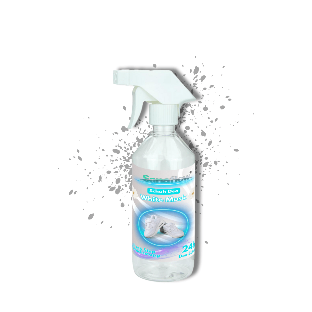 Schuh Deo White Musk – Geruchsstopp, Geruchsentferner & Schuhspray gegen Schweißgeruch, langanhaltende Frische - Sanaflow - Geruchsentferner