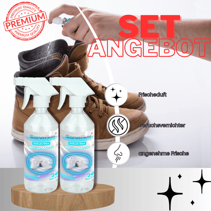 Schuh Deo White Musk – Geruchsstopp, Geruchsentferner & Schuhspray gegen Schweißgeruch, langanhaltende Frische - Sanaflow - Geruchsentferner