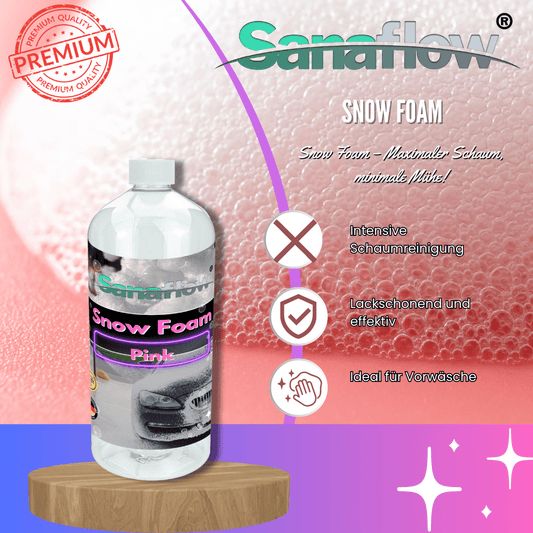 Spezial Snow Foam Pink für alle Lackfarben – Lackschonende Vorreinigung mit intensiver Schaumbildung - Sanaflow - Snow Foam Pink