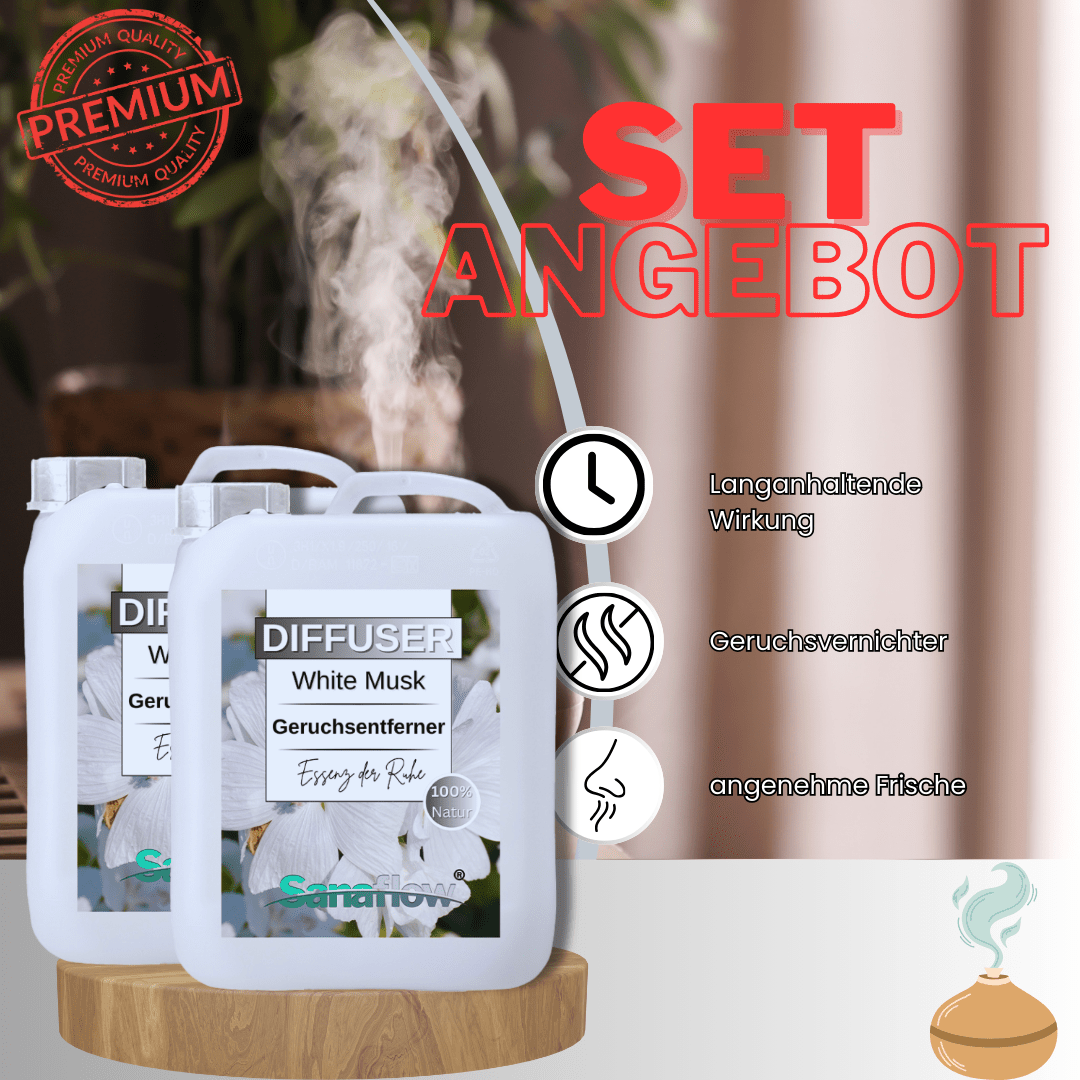 White Musk Sanaflow Raumduft Diffuser – Langanhaltender, natürlicher Duft - Sanaflow - Geruchsentferner